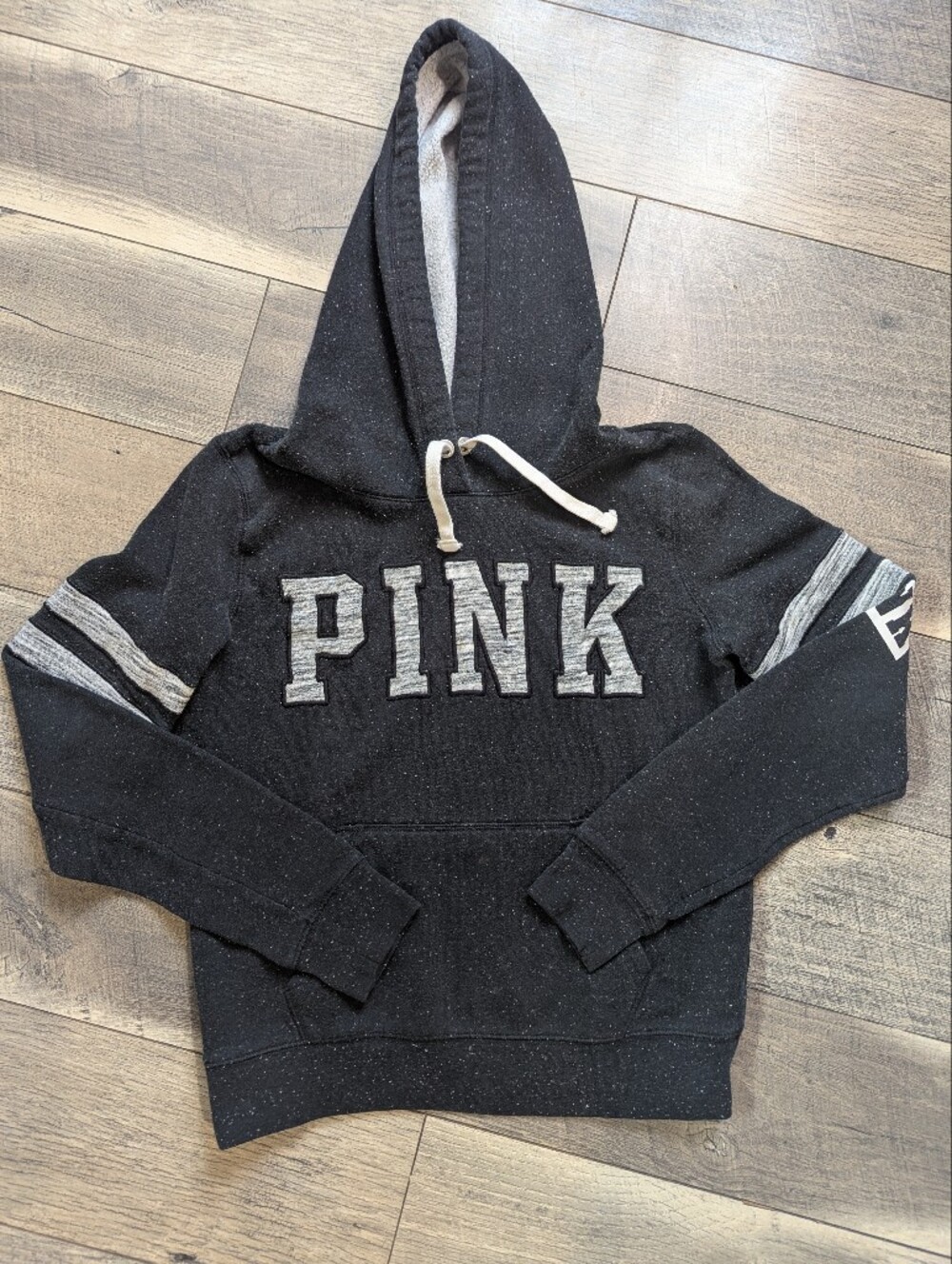 Victoria's Secret PINK Black & Heather Gray Speckled Hoodie